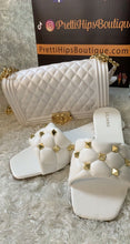 Load image into Gallery viewer, White n Gold Studded Sandals
